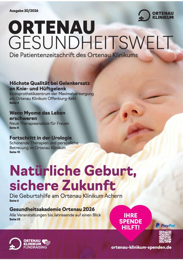 Titelseite der aktuellen Patientenzeitschrift &bdquo;Ortenau Gesundheitswelt&ldquo; (Ausgabe 20/2026).